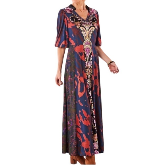 SOFT SURROUNDINGS Epiphany Maxi Dress Velvet Details Size NEW Boho Bohemian - Picture 2 of 10